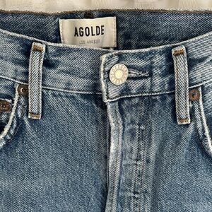 Agolde Denim Straight Leg High Waisted Distressed Jeans 25 Organic Cotton